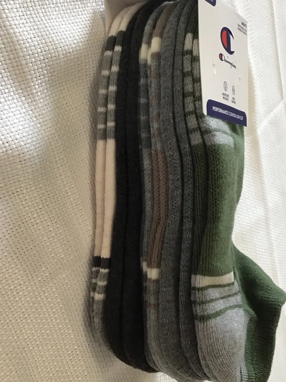 Champion Men's Low-Cut Athletic Socks in Olive Green and Gray - 6 Pack